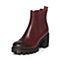 Teenmix/天美意冬季专柜同款红色擦色牛皮女短靴6E843DD6