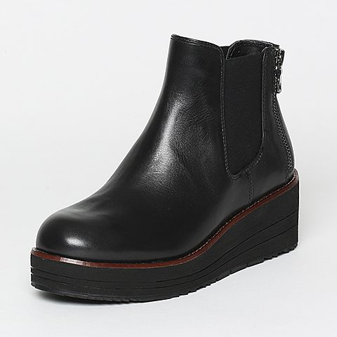 Teenmix/天美意冬季专柜同款黑色牛皮女休闲靴6Q540DD6