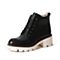 Teenmix/天美意冬季专柜同款黑色牛皮女短靴6Q841DD6