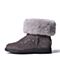 Teenmix/天美意冬季专柜同款深灰色二层牛皮/兔毛皮女短靴（仿毛里）6R240DD6