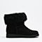 Teenmix/天美意冬季专柜同款黑色二层牛皮/兔毛皮女短靴（仿毛里）6R242DD6