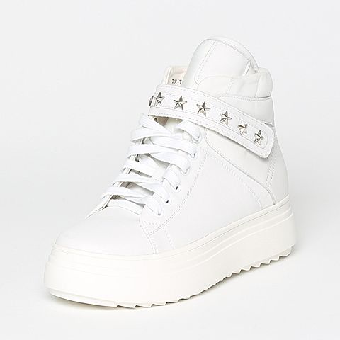 Teenmix/天美意冬季专柜同款白色牛皮/纺织品女短靴6T240DD6