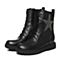 Teenmix/天美意冬专柜同款黑色小牛皮时尚铆钉马丁靴女中靴6A66HDZ5