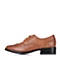 Teenmix/天美意秋季专柜同款棕色牛皮革女皮鞋6M520CM6