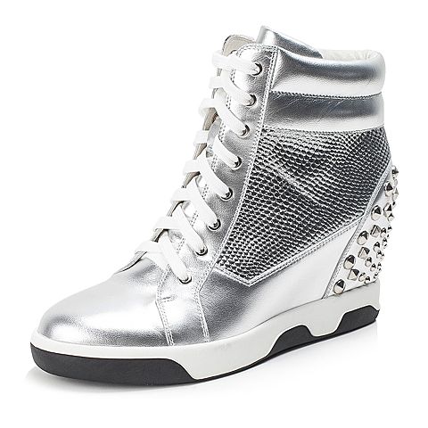 Teenmix/天美意冬季银色羊皮女靴6S561DZ6