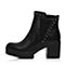 Teenmix/天美意冬专柜同款黑色小牛皮女短靴（绒里）6C544DD6