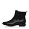 Teenmix/天美意冬专柜同款黑色小牛皮方跟切尔西靴女短靴（绒里）6D443DD6