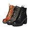 Teenmix/天美意冬专柜同款黑色牛皮优雅简约粗跟马丁靴女短靴(绒里)6E845DD6