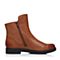 Teenmix/天美意冬专柜同款棕色牛皮方跟女短靴（绒里）6Q340DD6