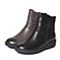 Teenmix/天美意冬专柜同款黑色牛皮舒适小方跟女短靴女靴(毛里)AN951DD6