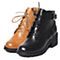 Teenmix/天美意冬专柜同款黑色牛皮皮带扣方跟马丁靴女短靴(绒里)AN691DD6