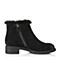Teenmix/天美意冬季专柜同款黑色二层牛皮/貂毛女短靴（绒面绒里）AO601DD6