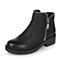 Teenmix/天美意冬专柜同款黑色磨砂牛皮女短靴（绒里）AO571DD6