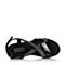 Teenmix/天美意夏季专柜同款黑/黑银色漆皮女凉鞋6J503BL6