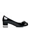 Teenmix/天美意春季专柜同款黑色漆皮牛皮女单鞋6H903AQ6