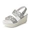 Teenmix/天美意夏季专柜同款银色闪光布女凉鞋AN03TBL6