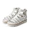 Teenmix/天美意夏季专柜同款白色牛皮复古罗马风女凉靴AM961BB6