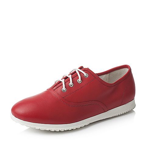 Teenmix/天美意春季专柜同款红色牛皮时尚休闲女单鞋6G722AM6