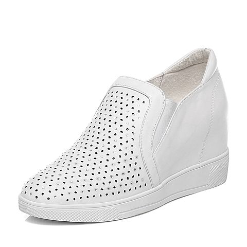 Teenmix/天美意春季专柜同款白色牛皮女单鞋6V421AM7