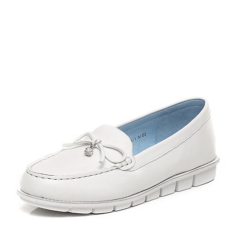 Teenmix/天美意春季专柜同款白色羊皮女单鞋6V202AQ7