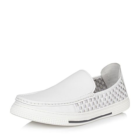 Teenmix/天美意春专柜同款白色软面牛皮舒适平跟男休闲鞋BGC01AM7