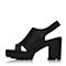Teenmix/天美意夏专柜同款黑色牛皮时尚粗跟女凉鞋6K212BL7
