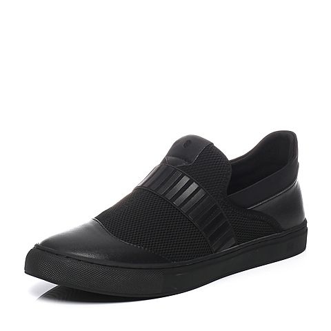 Teenmix/天美意夏季专柜同款黑色织物/牛皮时尚单鞋男休闲鞋男鞋3CN01BM7