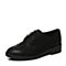 Teenmix/天美意秋专柜同款黑色珠光牛皮方跟系带鞋女单鞋6B522CM7