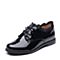 Teenmix/天美意秋专柜同款黑色漆牛皮小方跟系带鞋女单鞋6H820CM7