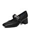 Teenmix/天美意秋黑色羊皮复古时髦优雅粗跟玛丽珍鞋女单鞋F170DCQ7