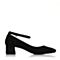 Teenmix/天美意秋黑色羊皮复古时髦优雅粗跟玛丽珍鞋女单鞋2273DCQ7