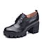 Teenmix/天美意秋专柜同款黑色牛皮英伦风系带鞋女单鞋6E828CM7