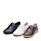Teenmix/天美意秋专柜同款黑色牛皮平跟系带鞋女单鞋6DQ38CM7