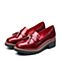 Teenmix/天美意秋专柜同款酒红色简约率性英伦风乐福鞋女单鞋AP141CQ7