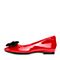 Teenmix/天美意秋专柜同款红色漆皮牛皮蝴蝶结浅口女单鞋AP161CQ7