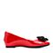 Teenmix/天美意秋专柜同款红色漆皮牛皮蝴蝶结浅口女单鞋AP161CQ7