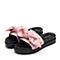 Teenmix/天美意夏专柜同款粉色织物文艺结饰平跟女凉拖鞋AP461BT7