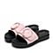 Teenmix/天美意夏专柜同款粉色织物几何大扣平跟女凉拖鞋AP471BT7