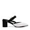 Teenmix/天美意夏专柜同款白/黑色羊皮珠饰粗高跟后空女凉鞋AP571BH7