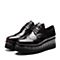 Teenmix/天美意秋专柜同款黑色牛皮英伦风松糕鞋女单鞋AP431CM7
