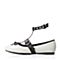 Teenmix/天美意秋灰白/黑色羊皮潮酷率性时尚芭蕾舞单鞋女鞋J6602CQ7