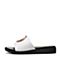 Teenmix/天美意夏专柜同款白色牛皮几何大扣舒适平跟女凉拖鞋AP491BT7