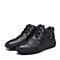 Teenmix/天美意冬专柜同款黑色牛皮平跟男休闲靴男靴(绒里)66H41DD7