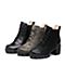 Teenmix/天美意冬专柜同款黑色磨砂牛皮简约粗跟马丁靴女靴6E848DD7