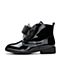 Teenmix/天美意冬季专柜同款黑色漆皮马丁靴女靴6U142DD7