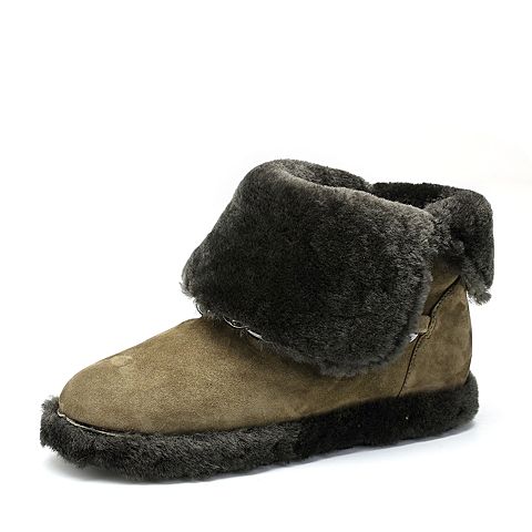 Teenmix/天美意冬专柜同款绿色羊绒皮/羊毛皮雪地靴女靴(毛里)CA760DZ7