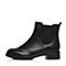 Teenmix/天美意冬专柜同款黑色牛皮英伦风切尔西靴女靴CBE42DD7