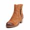 Teenmix/天美意冬专柜同款棕色二层牛皮优雅粗跟女短靴CBI42DD7