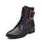 Teenmix/天美意冬专柜同款黑色牛皮皮带扣方跟马丁靴女靴CBQ60DZ7