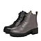Teenmix/天美意冬黑色牛皮字母织带简约方跟马丁靴女靴15201DD7